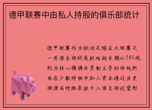 德甲联赛中由私人持股的俱乐部统计